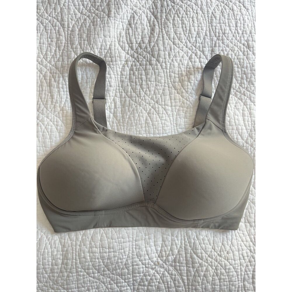 Lululemon Run Times Sports Bra 36D Gray High Impact Running Wicking Padded Strap